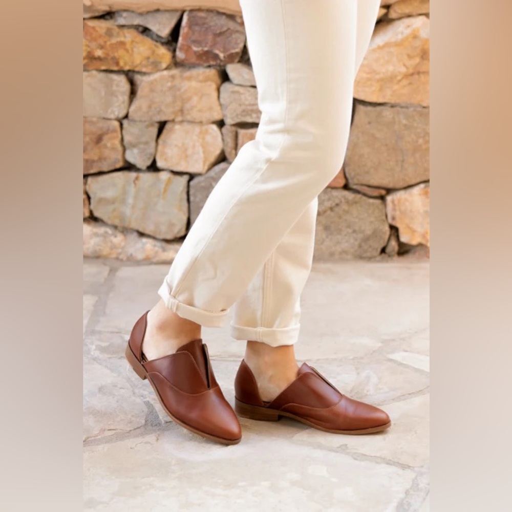 New Nisolo x Anthropologie EMMA D'Orsay Oxford‎  Brandy Leather new in box